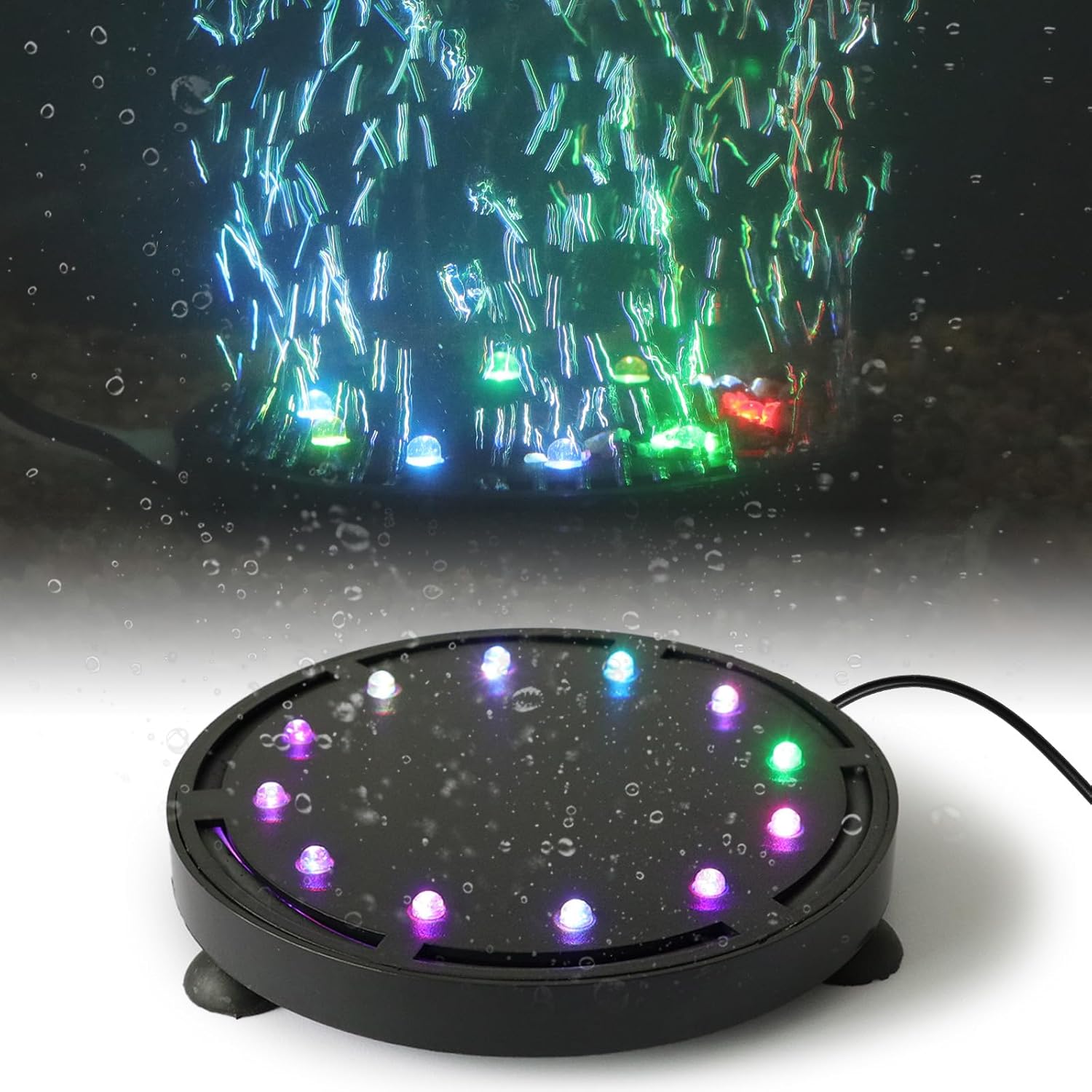 Air Stone Diffuser - Аквариумный светильник-аэратор с 9/12 светодиодами, погружной