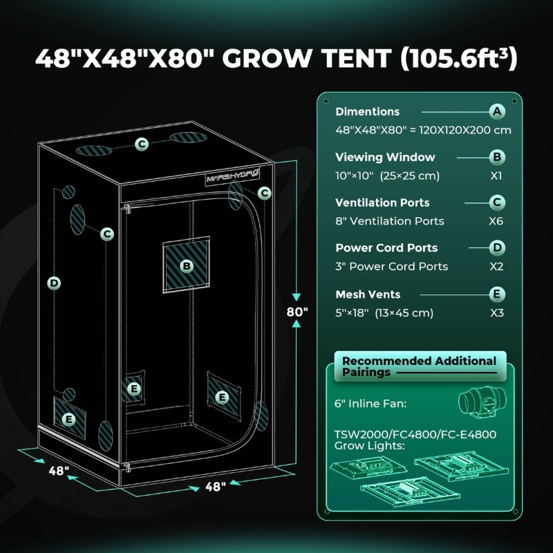 480 Вт 4x4 фута 120x120 см FC4 – обзор и цена Grow Tent 4X4